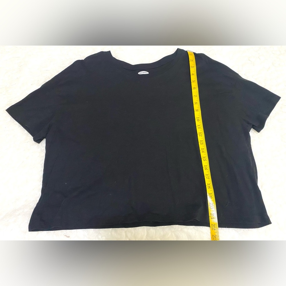 Old Navy Womens XL Solid Black Short Sleeve Oversized Crop Top Y2K Streetwear - Picture 6 of 9
